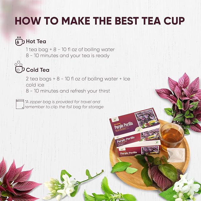 Nmpt Dried Perilla Tea, Jasmine, Stevia, Hand Pick, Mixed Bags, Organic Herbal Tea, 30 Count, Gluten Free, Dairy Free, Sugar Free & 100% Natural