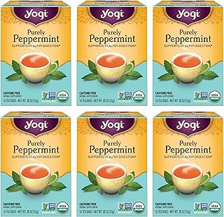 Yogi Tea - Purely Peppermint Tea (6 Pack) - Supports Healthy Digestion - Caffeine Free - 96 Organic Herbal Tea Bags
