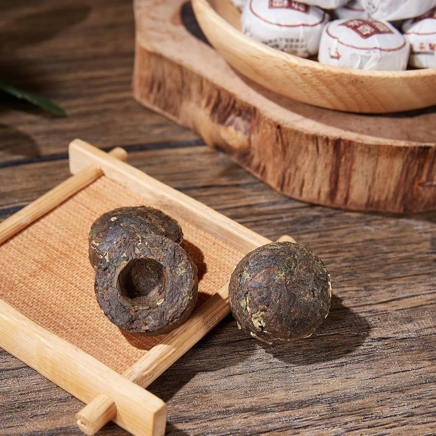 HUAYING Pu-erh Tea, Ripe Puerh Mini Tea Cake with Glutinous Rice Fragrant, Loose Leaf Tea (8.47 Ounce/240g)