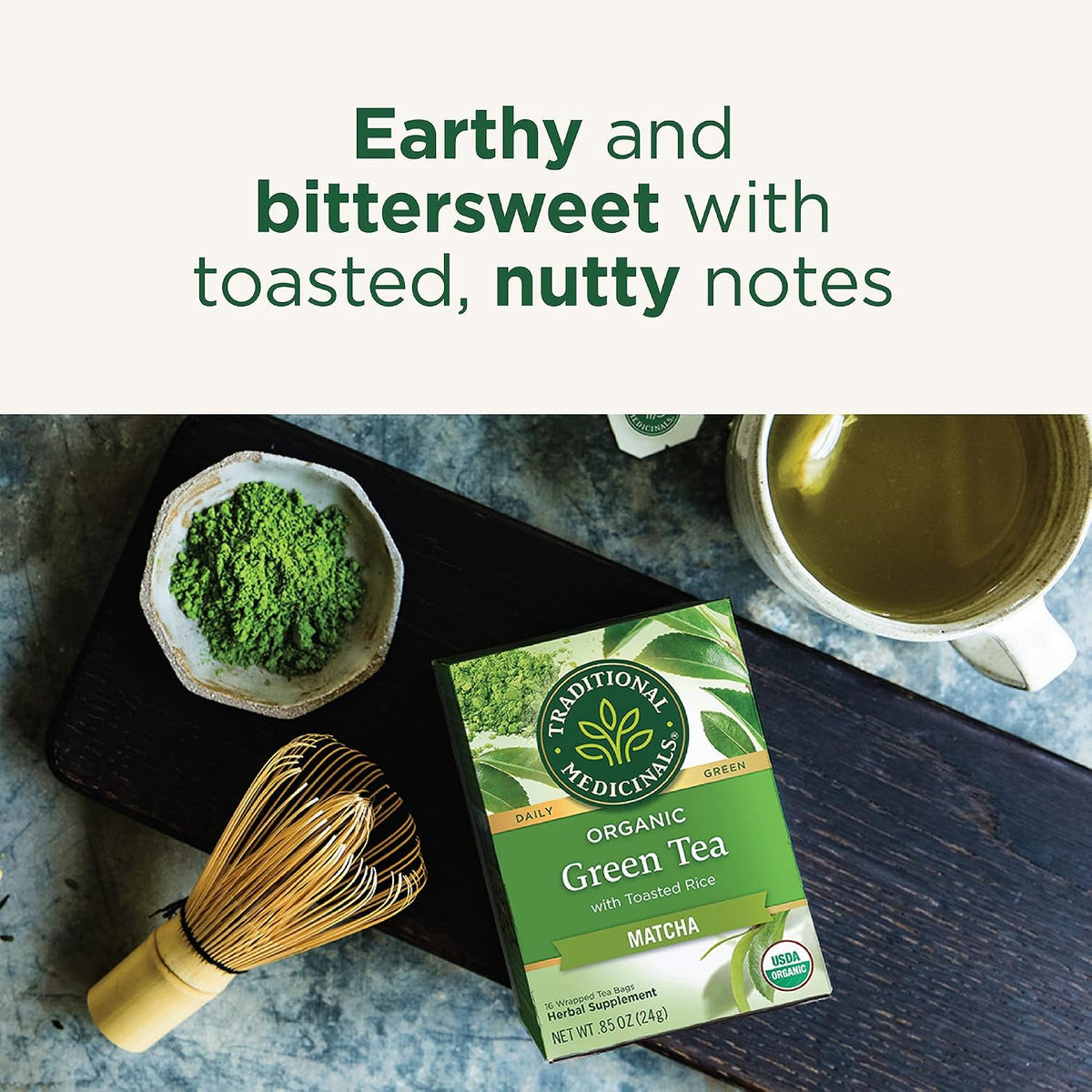 Traditional Medicinals Organic Green Tea Matcha Genmaicha, 96 Tea Bags