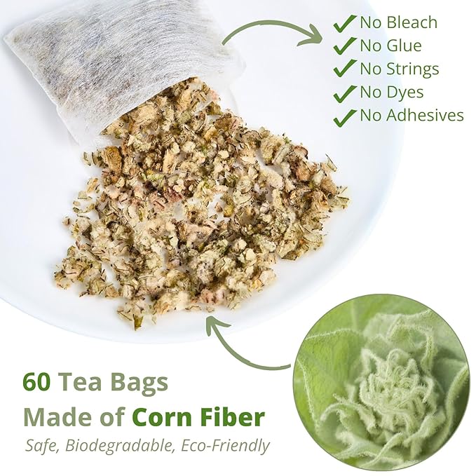 Mullein Tea Bags – 60 Count, Mullein Leaf Mullen Tea, VitalForest Herbal Mullins Mullien Tea, Caffeine-Free