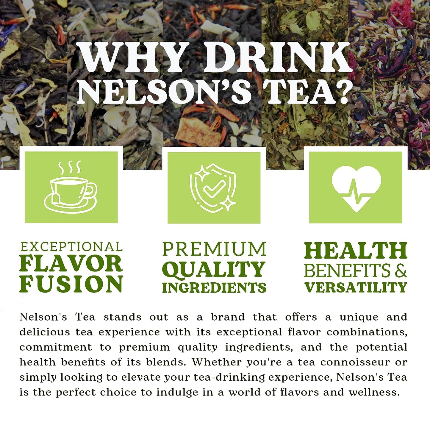 Nelson's Tea Tropical Sampler Pack 5 Flavors Variety Loose Leaf Tea, 2 Oz | Blueberry Acai Mojito • Cherry Coconut Pineapple • Coconut Mango Passionfruit • Peach Raspberry Punch • Pineapple Melon Punch
