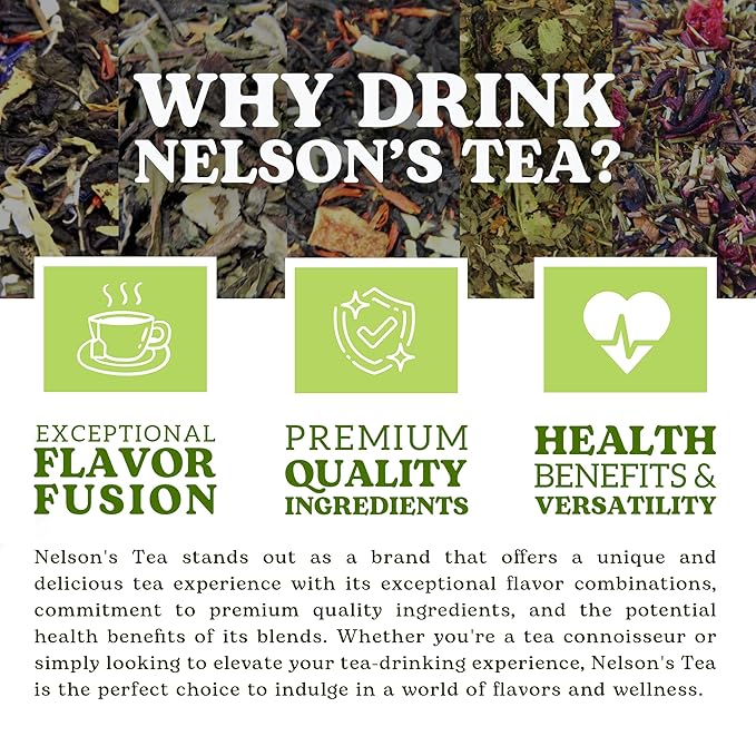 Nelson's Tea Tropical Samplers- 5 Flavors Variety Pack - Blueberry Acai Mojito, Cherry Coconut Pineapple, Coconut Mango Passionfruit