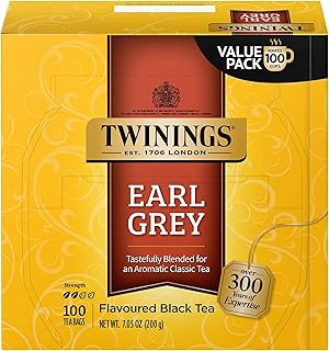 Twinings Earl Grey Black Tea Individually Wrapped Bags, 100 Count (Pack of 1), Flavoured with Citrus & Bergamot, Caffeinated, Enjoy Hot or Iced, 100 Teabags