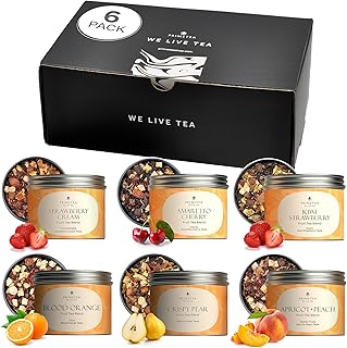 PRIME TEA - Fruit Tea Sampler Set - Assorted Variety Fruit Tea Box with Herbal, Fruit and Spices Loose Leaf Tea Blends, Flavorful Assortment - 6 Samplers - Favorites - Up to 150 Cups | 12 Ounce