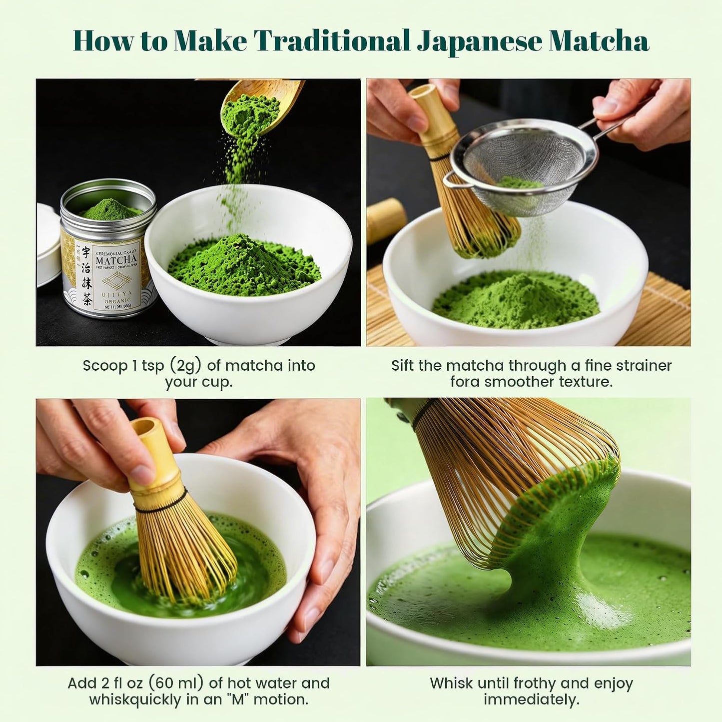 Uji Matcha Powder - Ceremonial Grade Matcha Japanese First Harvest Green Tea Powder Organic Matcha from Kyoto, Japan,No Additives,Smooth Taste for Lattes &amp; Baking (30g/1.06oz)