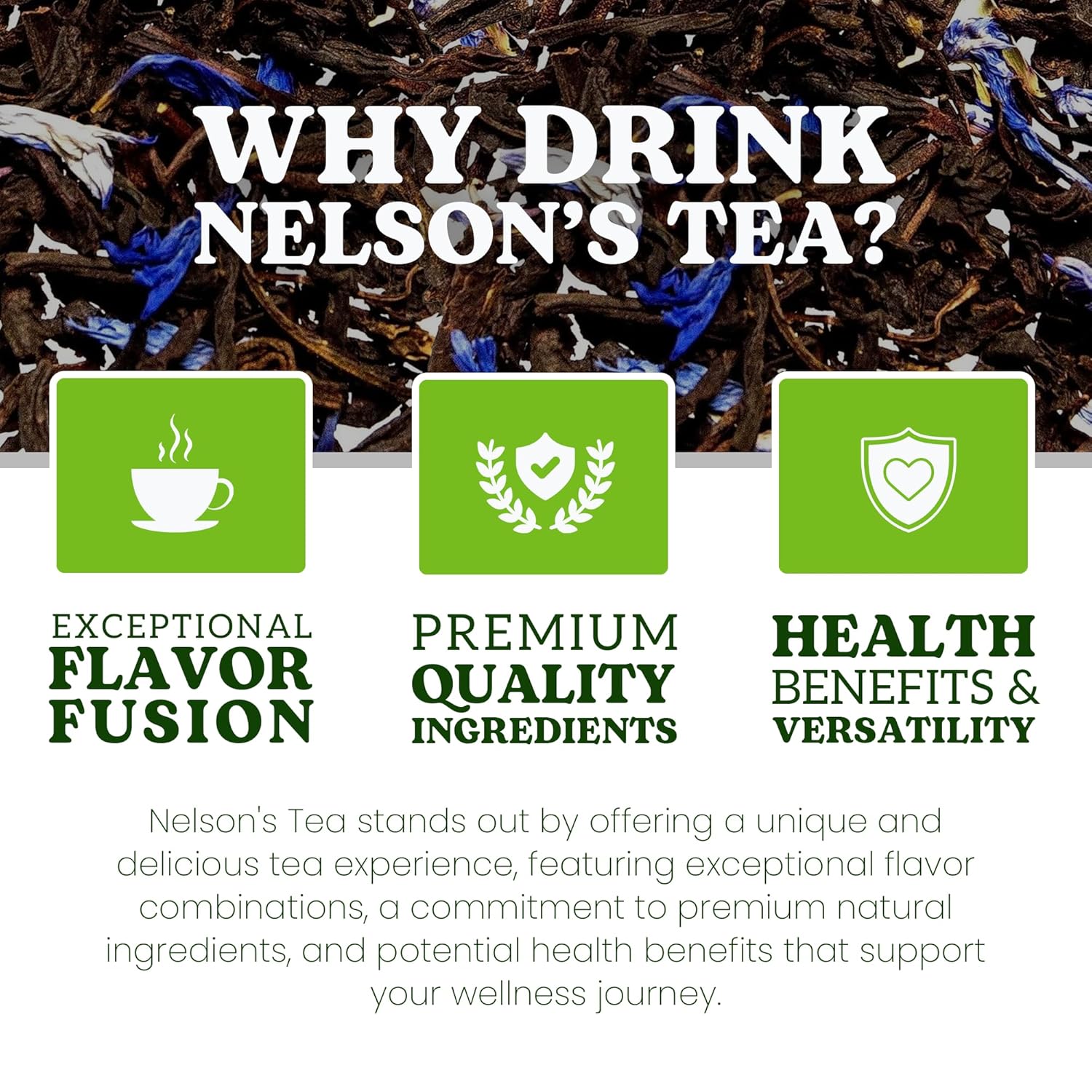 Nelson's Tea - A Portrait of Earl Grey - Exquisite Loose Leaf Black Tea Infused with Cornflower Petals & Bergamot Flavor - Premium Loose Leaf Tea Leaves - Perfect Blend for Tea Enthusiasts - 16 oz.