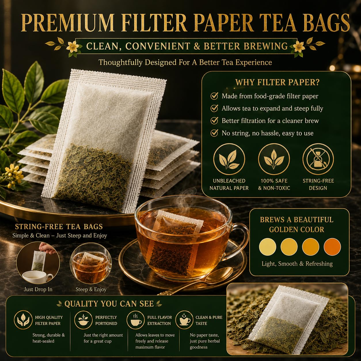 WOTIHA 65 Count Premium Smooth Move Tea Bags - 100% Natural Senna Leaf, Relieves Occasional Constipation, Supports Digestive Health, Caffeine-Free, Additive-Free, Sugar-Free, Vegan