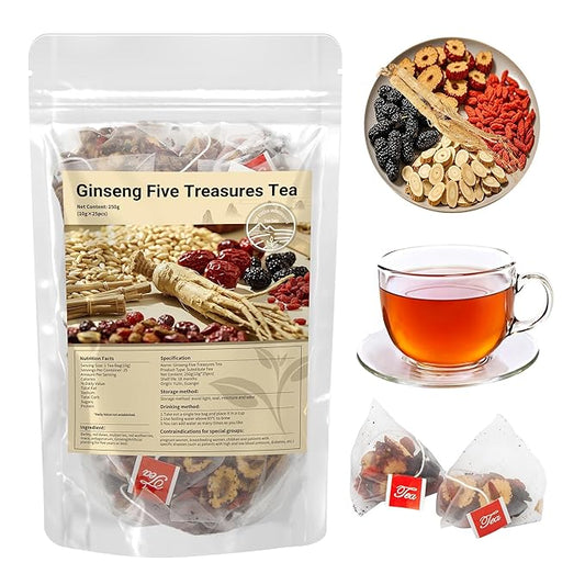 Bnwuam Ginseng Five Treasures Herbal Tea – Caffeine-Free TCM Blend for Energy & Immune Support, Daily Wellness Infusion