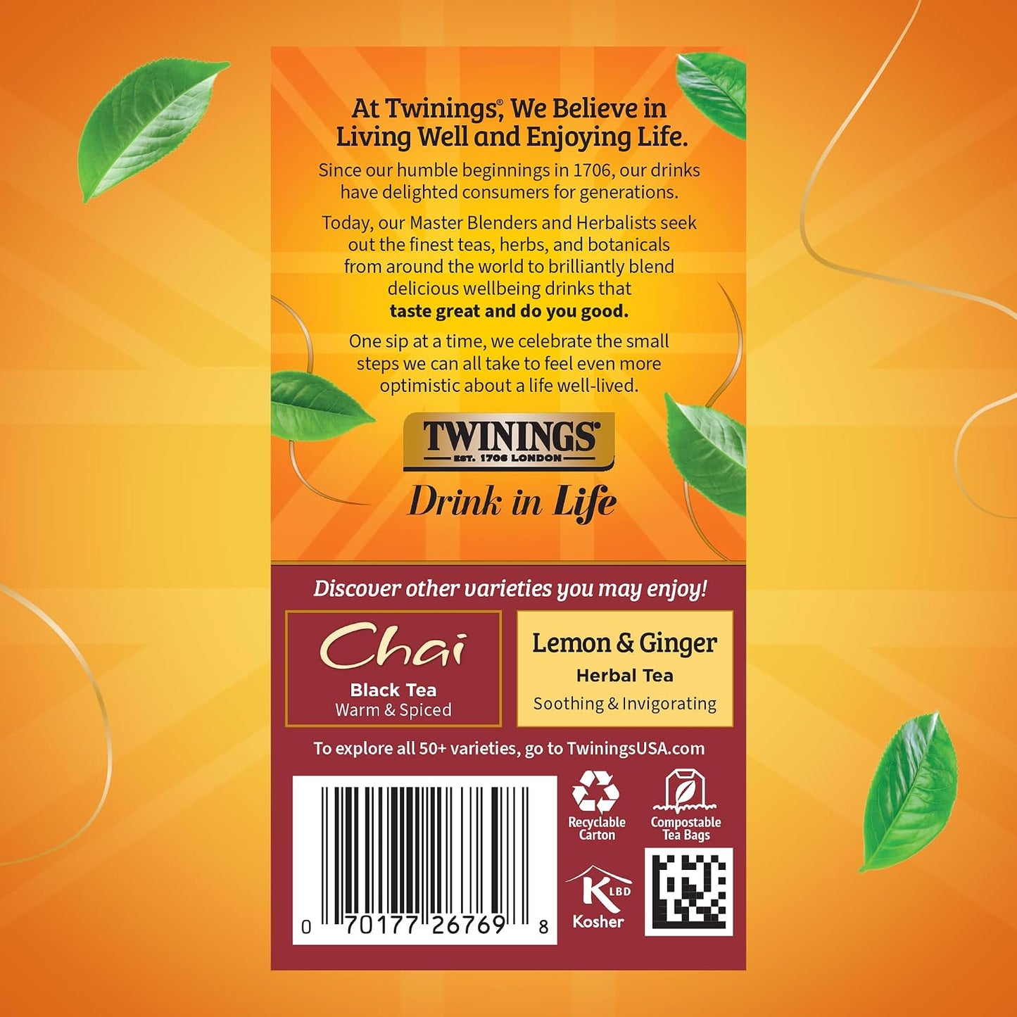 Twinings Pumpkin Spice Chai Black Spicy Tea Bags, 20 CT Box (6 Pack) | Pumpkin Pie Flavour, Cinnamon, Ginger, Allspice, Nutmeg, Clove, Contains Caffeine, 120 Foil Lined Individually Wrapped Bags