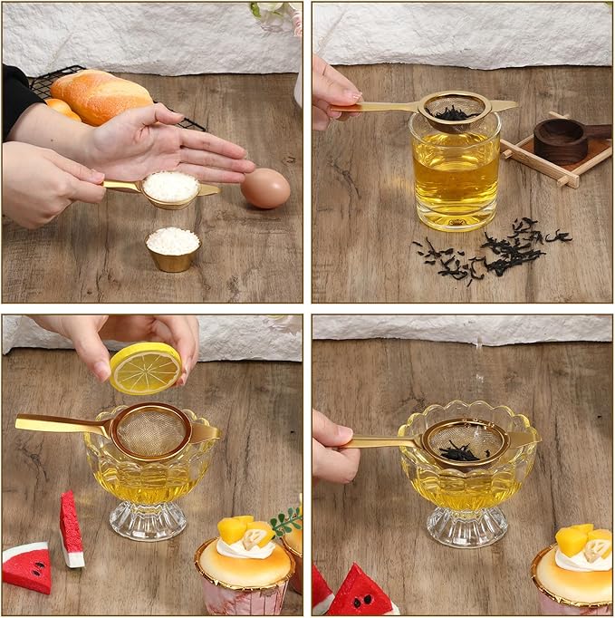 1 Pc 2.2" Gold Matcha Strainer, Matcha Sifter Stainless Steel Gold Strainer, Small Strainers Fine Mesh With Handle Base for Loose Tea Coffee Cocktail