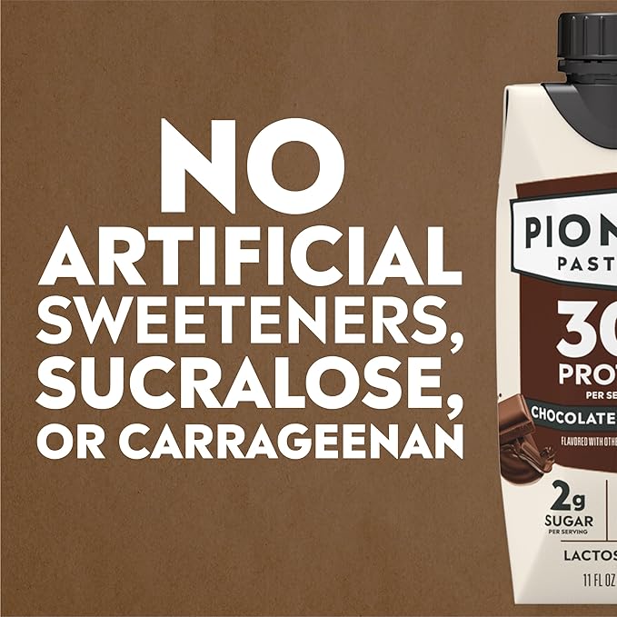 Pioneer Pastures - High Protein A2 Milkshakes - Chocolate - A2 Nutritional Milk, 30g Protein, 2g Sugar, No Artificial Sweeteners, No Seed Oils