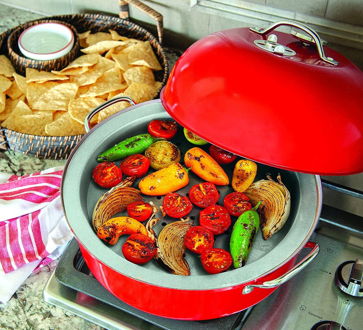 Nordic Ware Stovetop Kettle Smoker, Full Size, Red