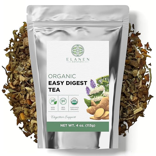 Organic Easy Digest Tea 4 oz. (113g), USDA Certified Organic Digestive Tea for Stomach Ease Tummy and Gut Health, Gas Digestion Relief, Bloating and Belly Comfort, Loose Leaf