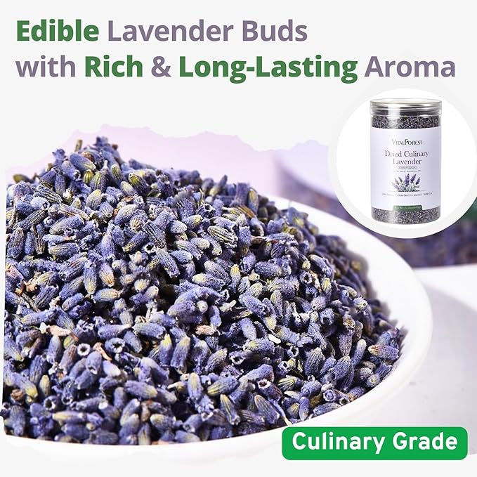 Dried Culinary Lavender – 100% Natural Food Grade Lavender Buds Herbs Tea, 3.53oz (100g), Edible Lavenders Flowers for Drinks, Baking, Cooking, Tea