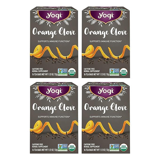 Yogi Tea Orange Clove - 16 Bags per Pack (4 Packs) - Limited Edition Organic, Caffeine-Free Holiday Tea - Immune Support - Includes Astragalus, Cinnamon, Ginger, Cardamom & More