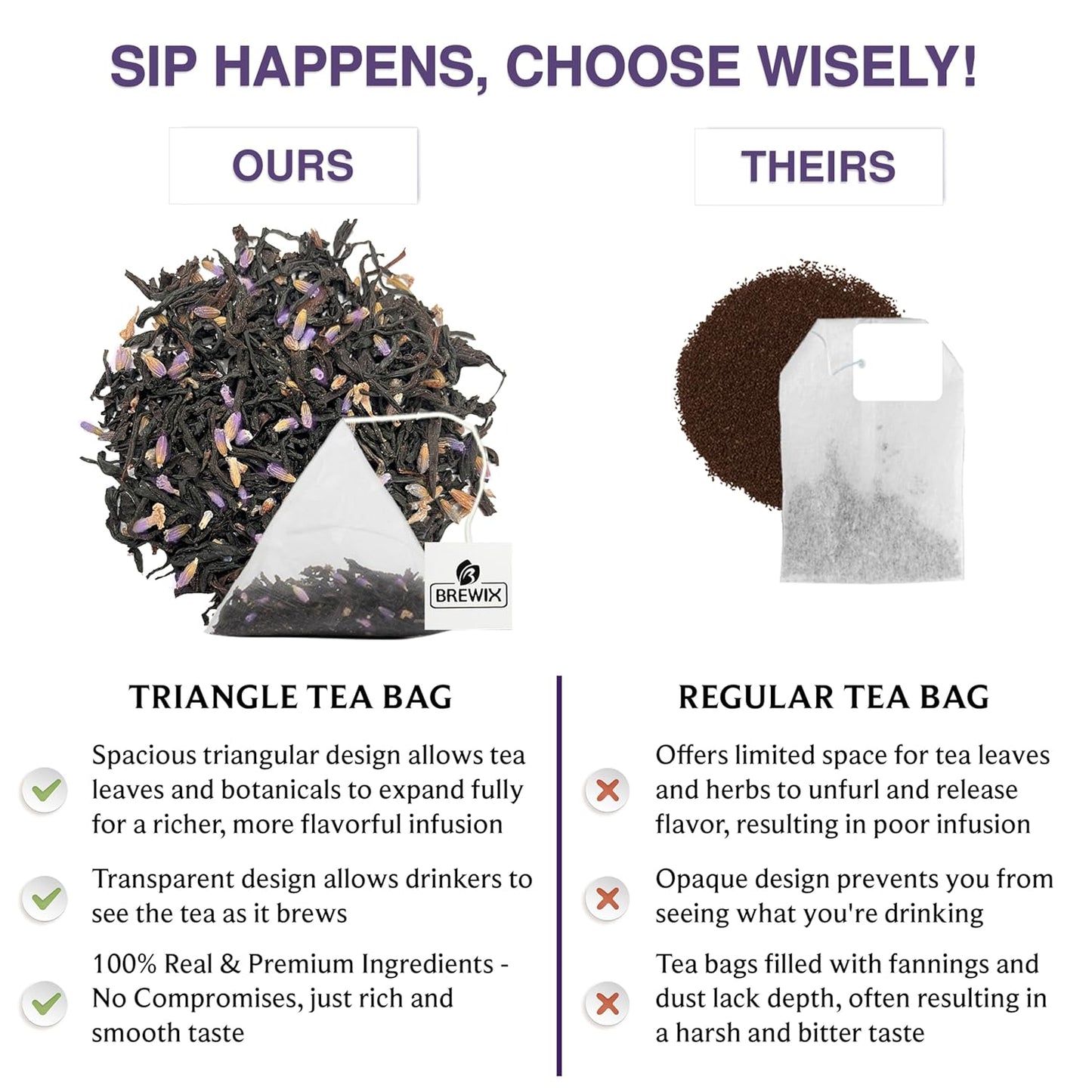 BREWIX, Earl Grey with Lavender Tea, Picnic in Paris Black Tea (25 Pyramid Tea Bags) | Black Tea with Bergamot, Lavender and Vanilla Notes | Gourmet Tea