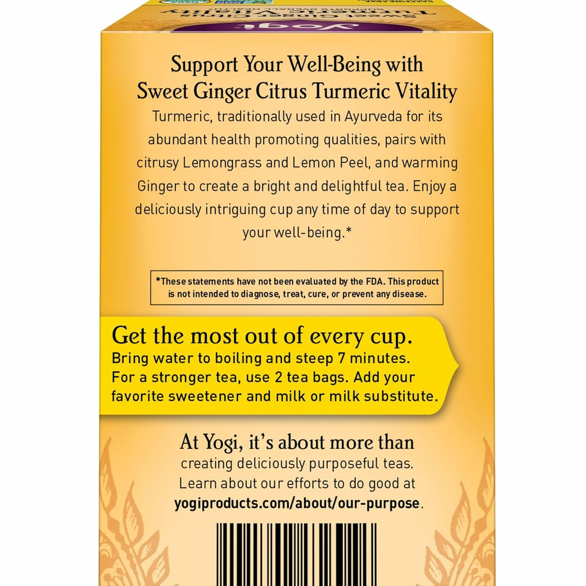Yogi Sweet Ginger Citrus Turmeric Vitality Tea