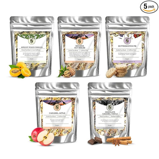 Nelson's Tea Dessert Sampler Pack Tea - Loose Leaf Tea Sampler - Apricot Peach Cobbler, Banana Nut B