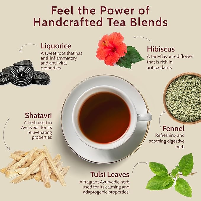Blooms & Leopard Premium Herbal Tea Bags – Feline Blossom Blend with Hibiscus, Licorice, Fennel, Tulsi & Shatavari – Caffeine-Free Tea