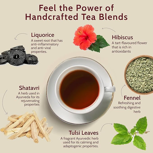 Blooms & Leopard Premium Herbal Tea Bags – Feline Blossom Blend with Hibiscus, Licorice, Fennel, Tulsi & Shatavari – Caffeine-Free Tea