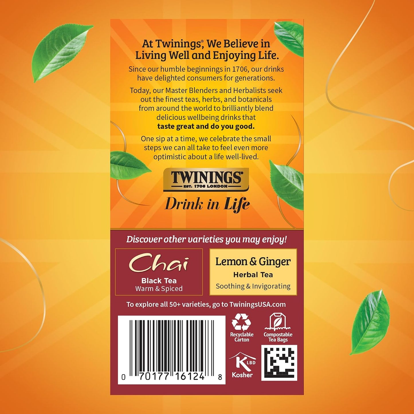 Twinings Spiced Apple Chai Black Tea Bags, 20 CT Box (6 Pack) | Fresh Apple Taste With Cinnamon, Ginger, Cardamom, Clove, Naturally Caffeinated, 120 Foil Lined Individually Wrapped Bags