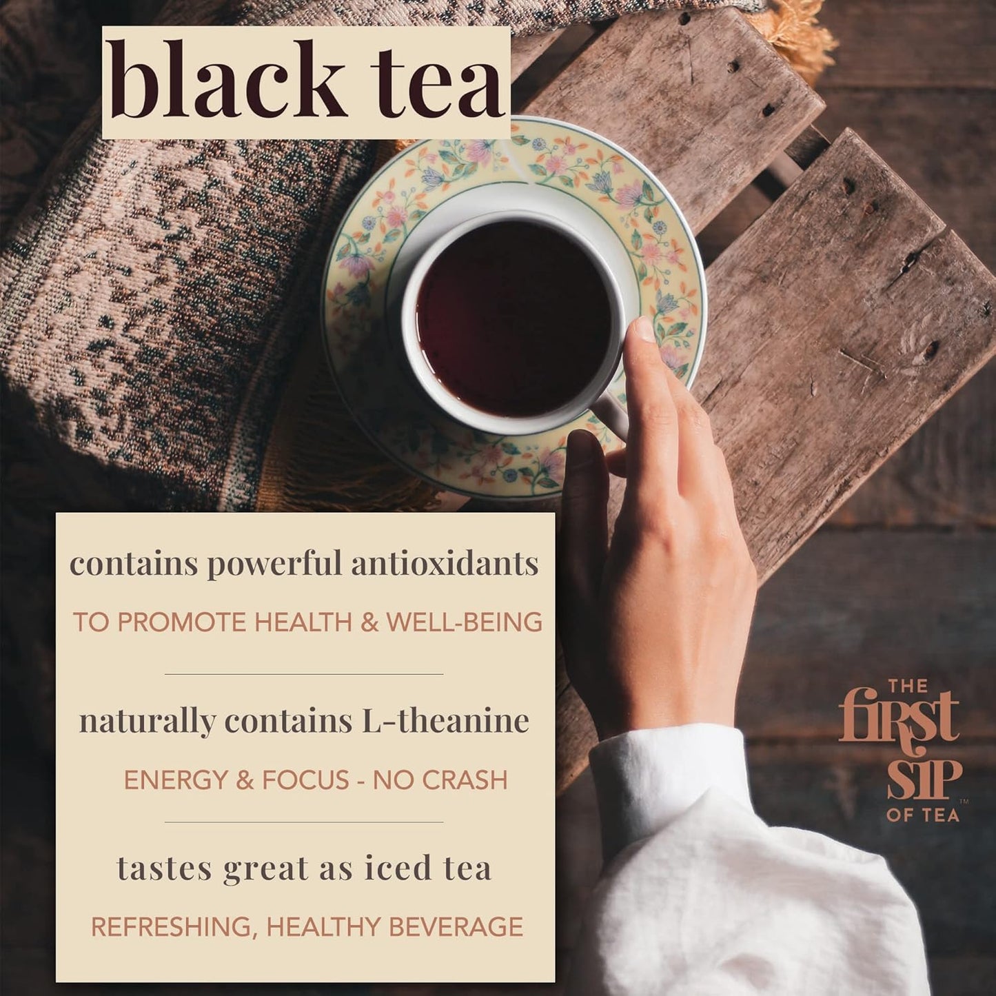 Earl Grey Tea Bags, Pure Bergamot Oil, Caffeinated Black Tea w/Subtle Citrus, Natural - 16 Cups | The Spice Hut, First Sip