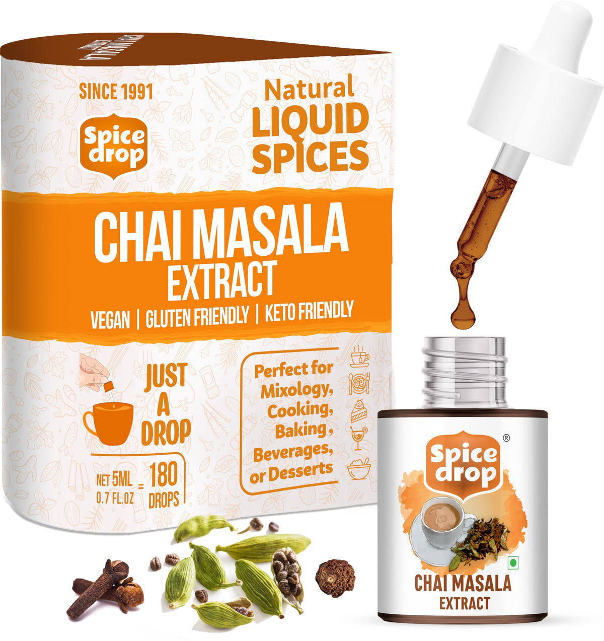 Spice Drop Chai Masala Extract - Tea, Coffee, Latte - Premium Quality & Rich Aroma, Authentic Indian Spices Blend Extract