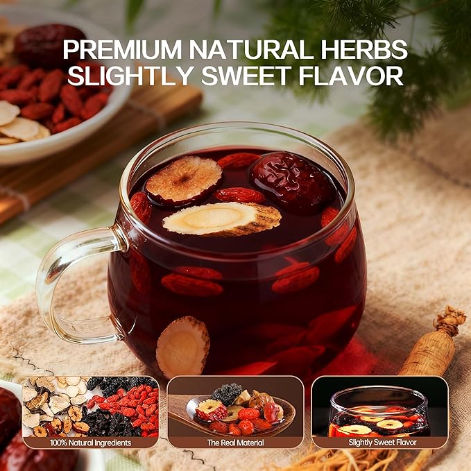 Kidney Tea Formula Ginseng Five Treasure Tea, for Men and Women, Natural Herbal Ingredients for Kidney Traditional Beverage Fruit Organic (60 Bag, Gram, 400.0)