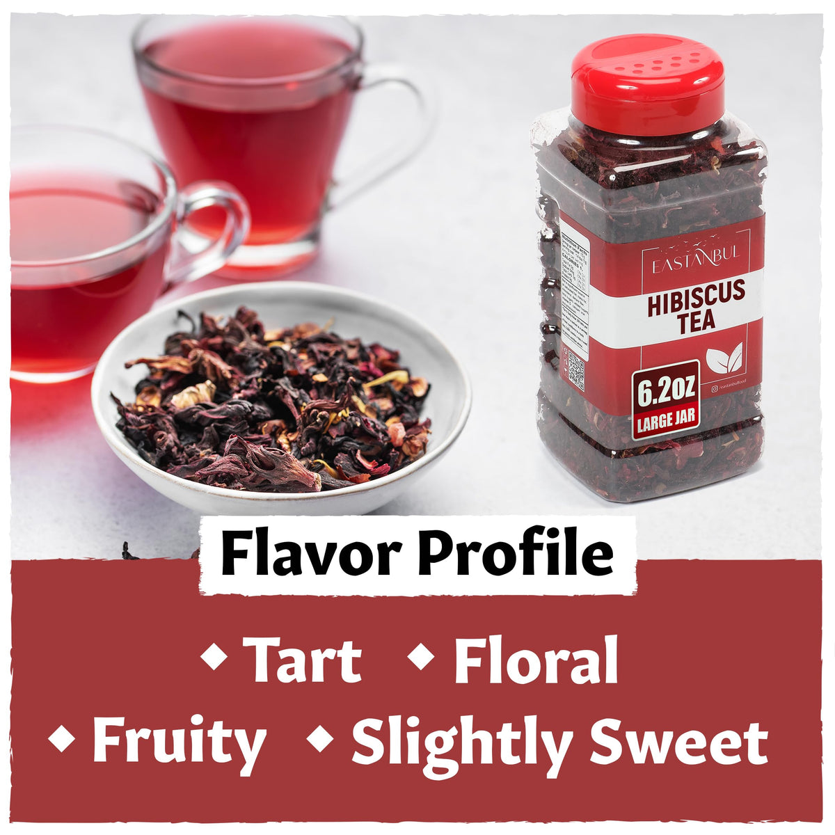 Eastanbul Hibiscus Tea Loose Leaf, Natural, Caffeine Free, Vegan, 6.2oz