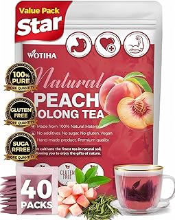 WOTIHA 40 Count Premium White Peach Oolong Tea Bags - 100% Natural, Fresh Sweet Peach Flavor, Aromatic Oolong Taste, Caffeinated, Additive-Free, Sugar-Free, Vegan