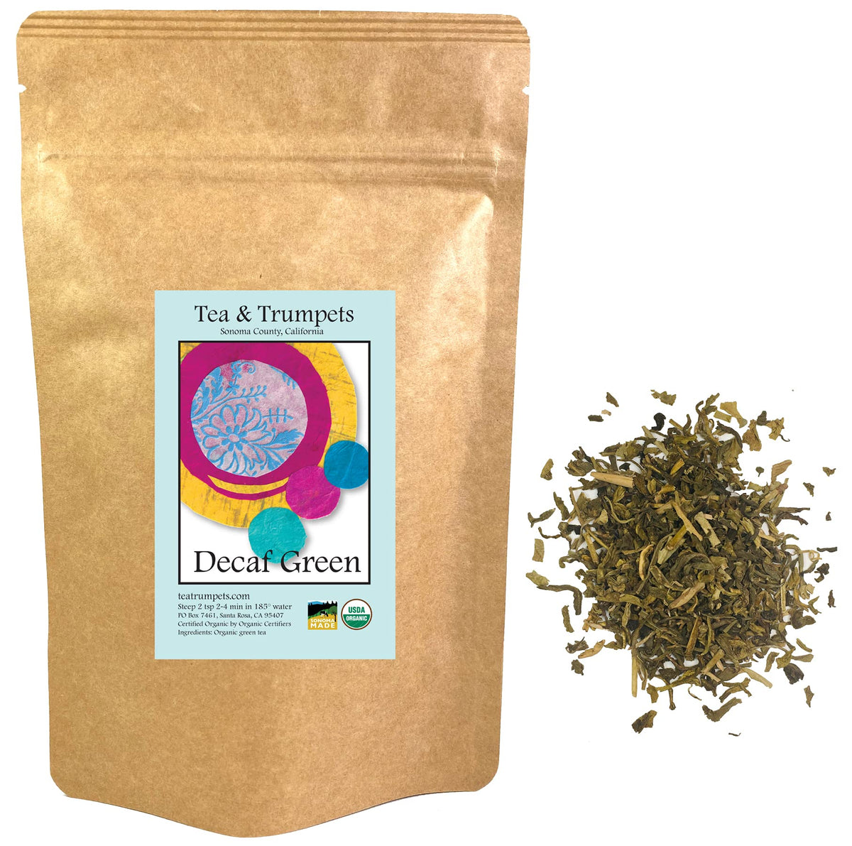 Tea & Trumpets USDA Organic Decaffeinated Green Loose Leaf Green Tea - 4 oz
