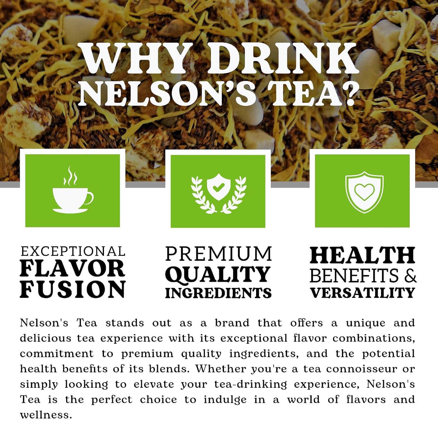 Nelson's Tea Caramel Apple Chai Dessert Loose Leaf Tea, Sample 0.5 Oz | Cinnamon • Cardamom • Spiced • Chai • Black Tea • Rooibos • Chai Loose Leaf • Red Rooibos • Loose Leaf Tea