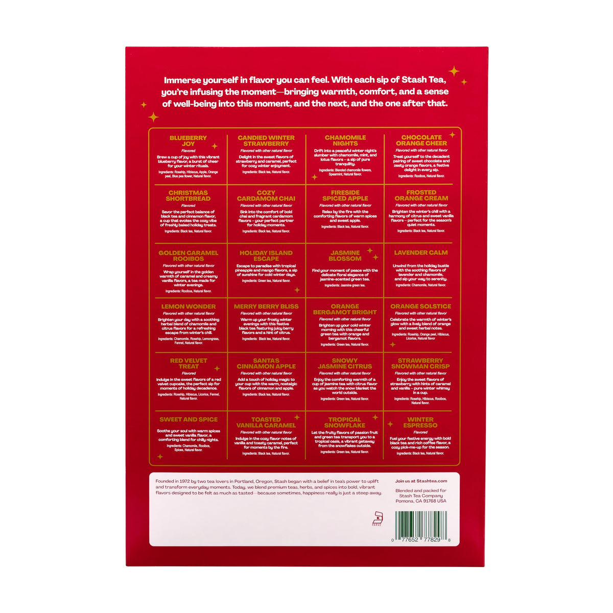 STASH Tea Advent Calendar 2026, 24 Bags, Black, Green & Herbal Teas