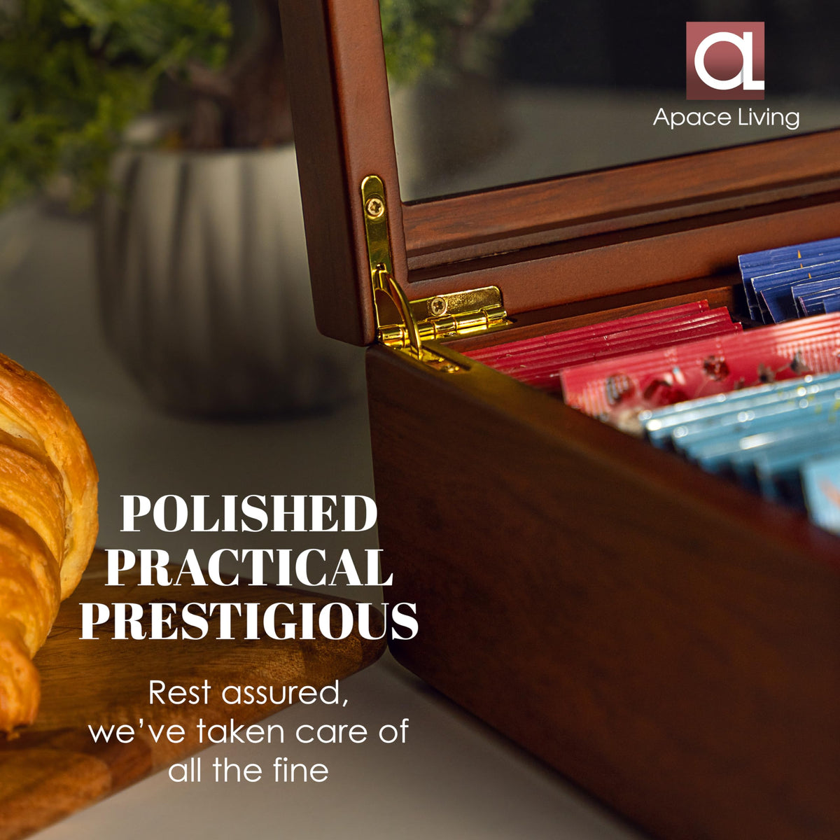 Apace Living Tea Box - Luxury Wooden Tea Bag Organizer from The Apace Premier Collection