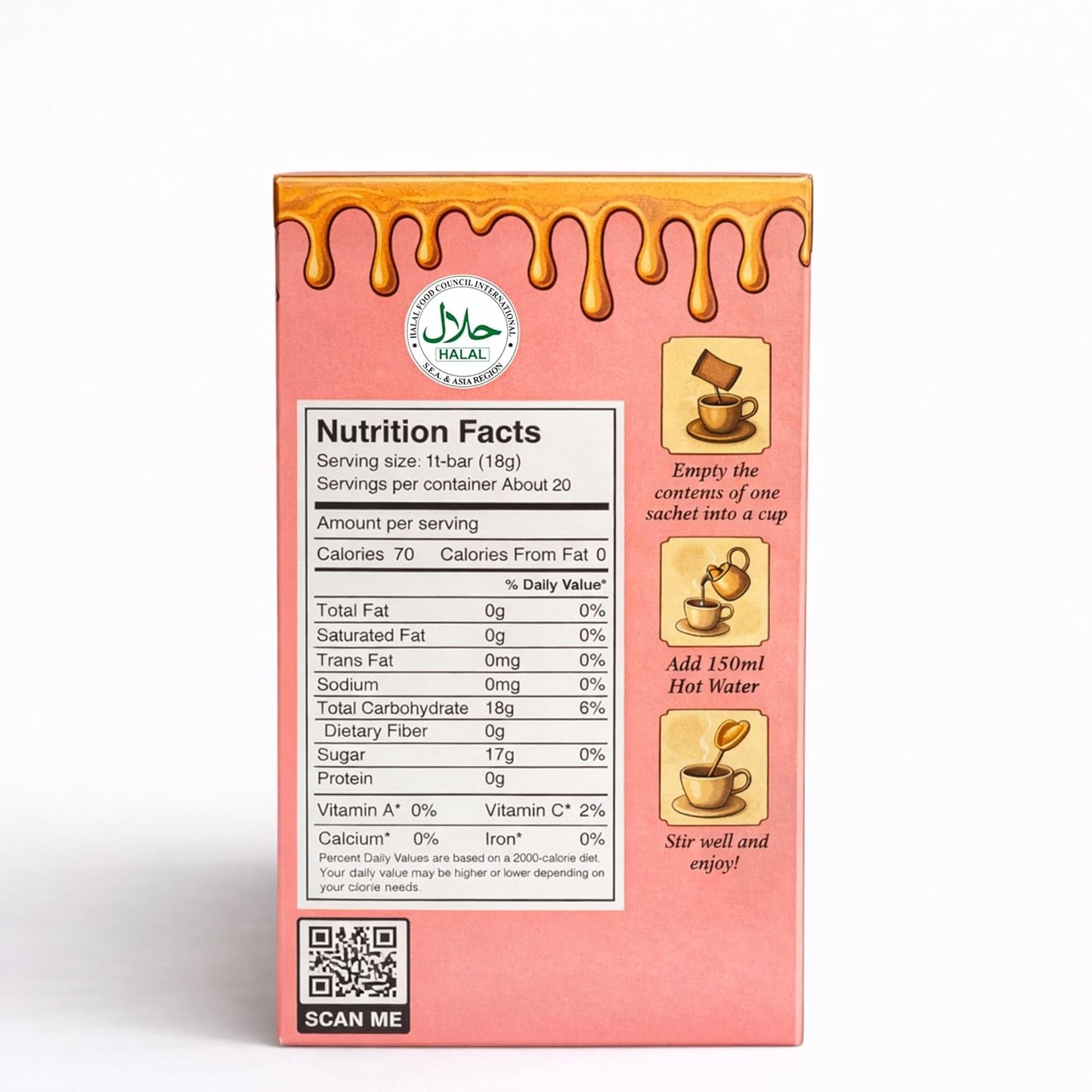 Premium Honey Ginger Instant Tea Crystals Guava Flavor 20 Sachets Real Ginger Real Honey Pure Cane Sugar Caffeine Free Hot Or Cold Single Serve Drink Mix
