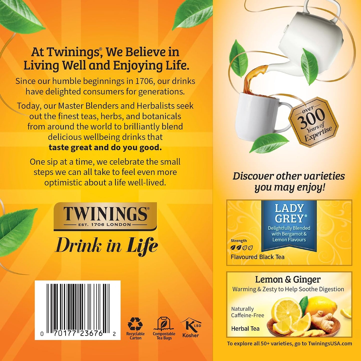 Twinings Earl Grey Black Bergamot Caffeinated Tea Bags, 100 CT Box (1 Pack) | Classic Tradition, Black Tea with Citrus, Naturally Caffeinated, 100 Foil Lined Individually Wrapped Bags, Enjoy Hot or Iced