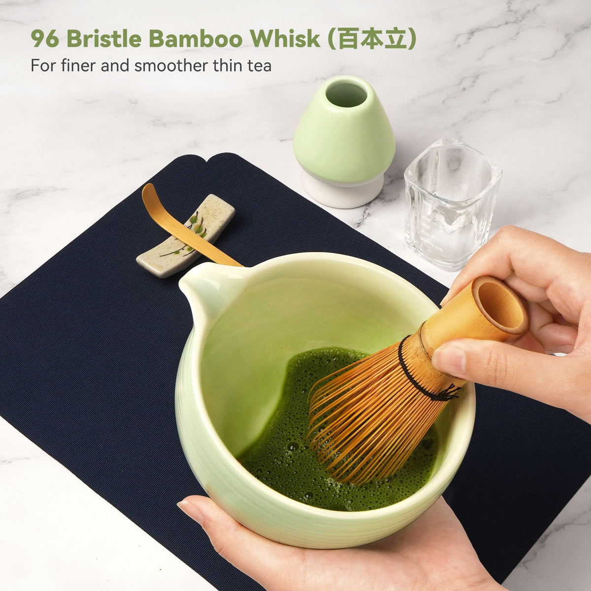 Joiish Complete Matcha Whisk Set, 10-Pcs Matcha Kit, Light Green