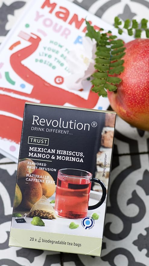 REVOLUTION TEA® Mexican Hibiscus, Mango & Moringa Fruit Tea [THE ORIGINAL] – Premium Full Leaf Tea – Biodegradable Infuser Tea Bags – Flavored Fruit Tea – Naturally Caffeine Free – 20 Bags