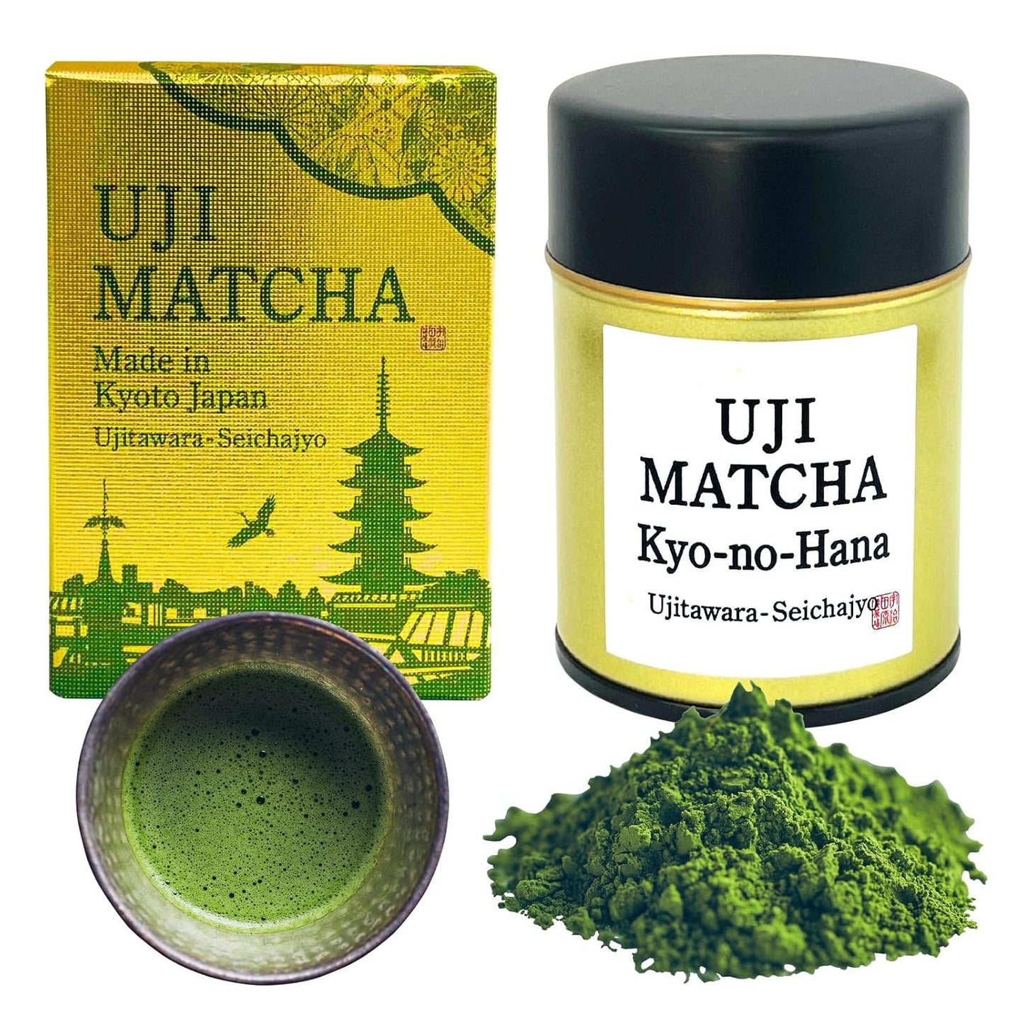 Uji Matcha Kyo-no-hana Ceremonial Grade Matcha Powder from Kyoto, Made in Japan Ujitawara Seichajo Co., Ltd. (1.4oz / 40g) Japanese 64111