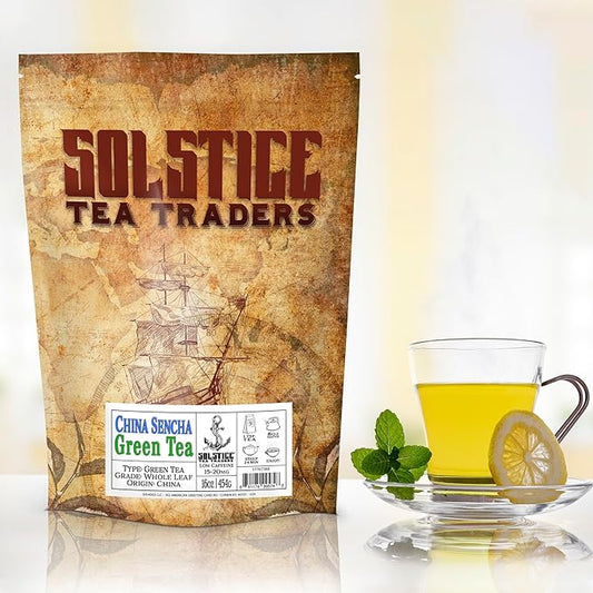 Solstice Loose Leaf Sencha Green Tea, 1 LB, Bulk 16-Ounces Japanese Style Green Sencha Tea - Approx 200+ Cups