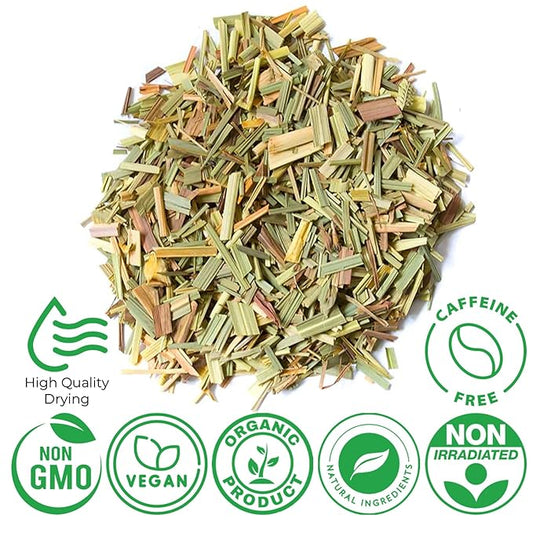 Cure wid Pure Organic Dried Lemongrass - Cut & Sifted 4oz in a Resealable Bag - Non-GMO Lemon Grass for Tea, Cooking, Thai Cuisine, Herbal Teas for Digestive Comfort, Citrus Aroma & Daily Use