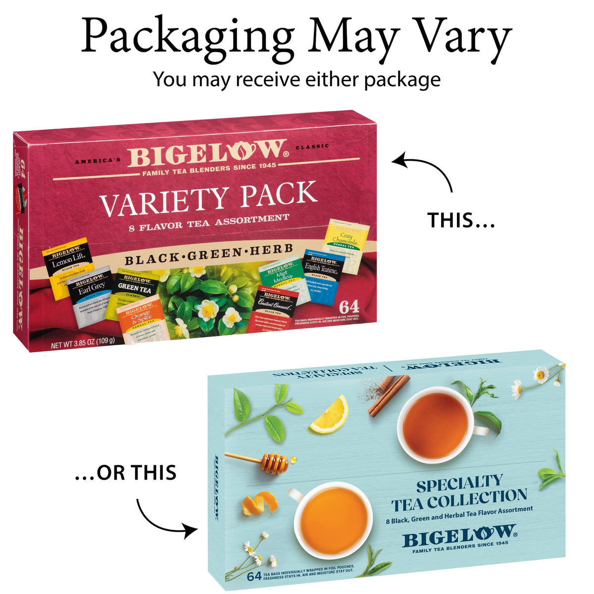 Bigelow Tea Assortment, 64 Tea Bags (Pack of 1)