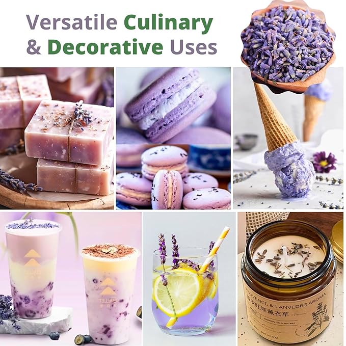 Dried Culinary Lavender – 100% Natural Food Grade Lavender Buds Herbs Tea, 3.53oz (100g), Edible Lavenders Flowers for Drinks, Baking, Cooking, Tea