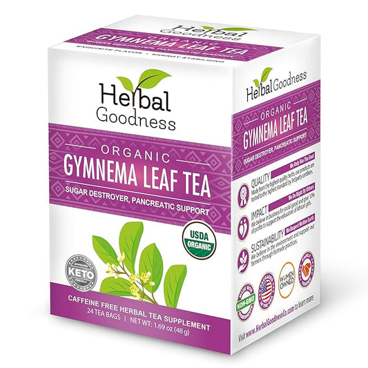 Gymnema Leaf Tea, 100% Organic Herbal Tea for Healthy Metabolism, Natural Sweet Cravings Support, Caffeine-Free, Keto-Friendly, Vegan