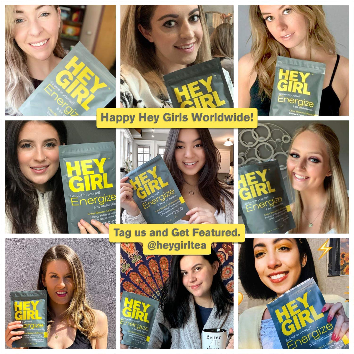 Hey Girl Tea Hey Girl Energize Tea - Herbal Energy Tea Blend with Yerba Mate, Oolong, Ginger, & Green Tea - Morning Boost