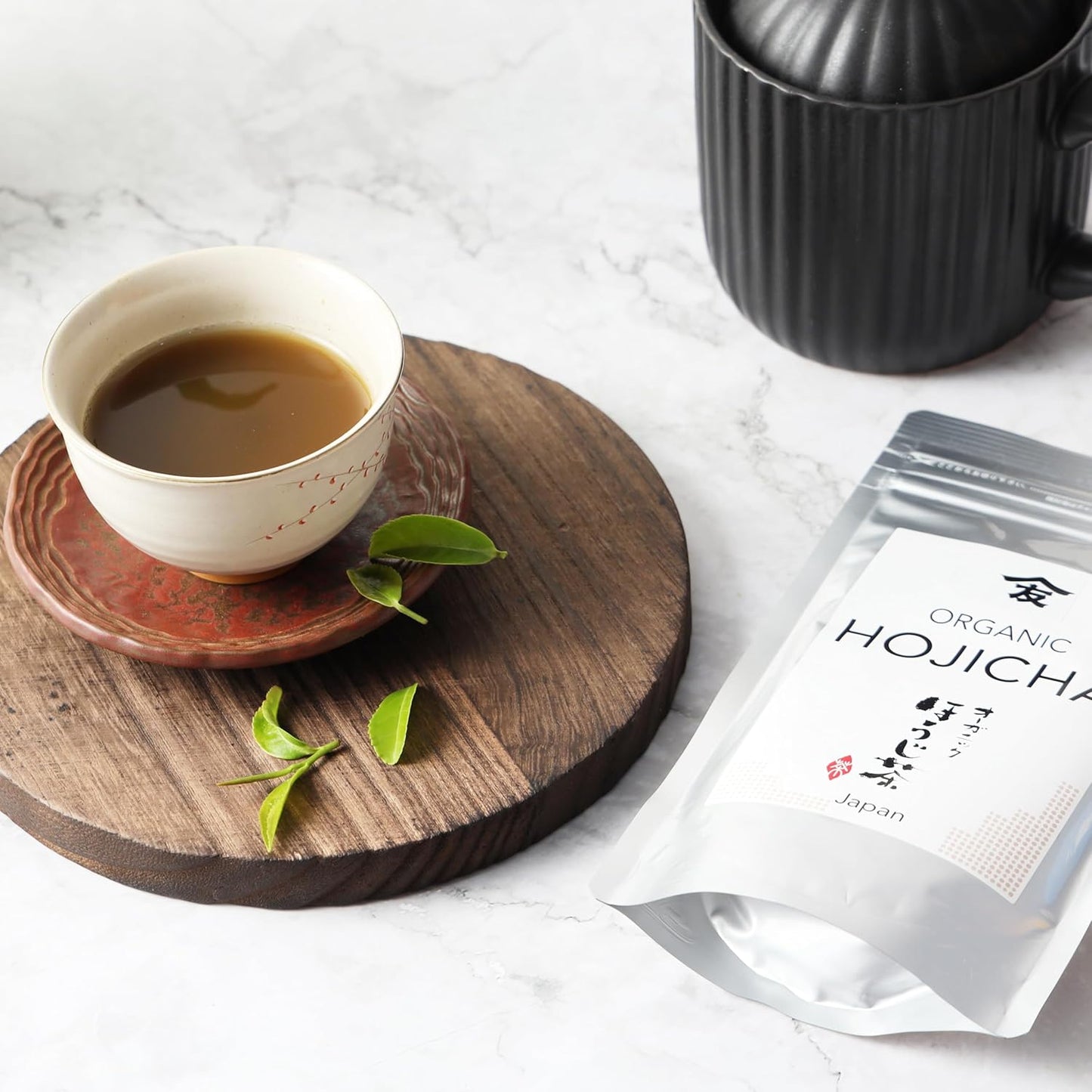 TOMOSAN Hojicha Tea - Japanese Organic Loose Leaf Premium Green Tea - Roasted Kukicha &amp; Sencha Blend, Low Caffeine, USDA Certified, Uji-Kyoto, 100g/3.5oz