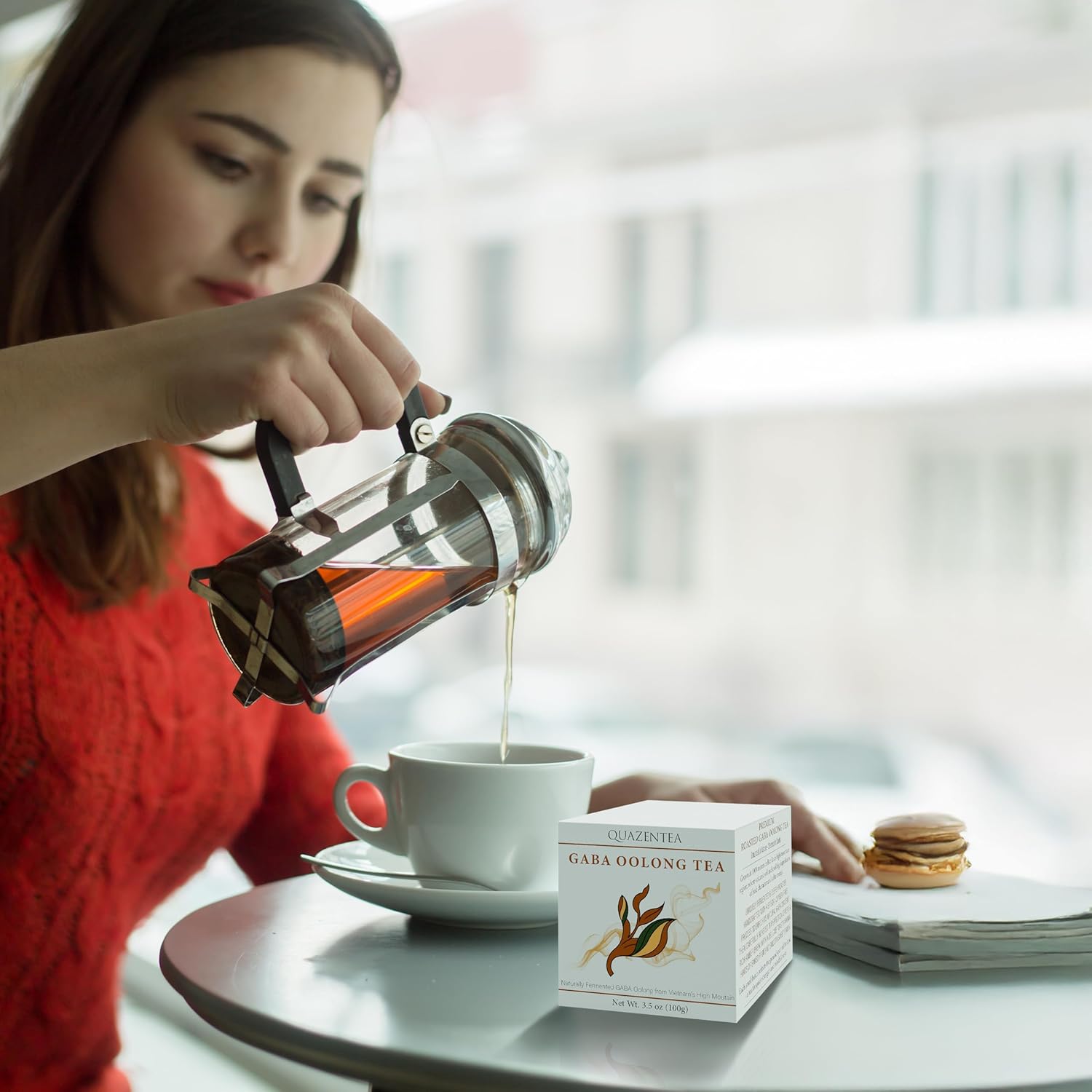 QuaZenTea GABA Oolong Tea Loose Leaf 3.5oz (100g) – Vietnamese High Mountain Oolong, Smooth & Mellow with Roasted Fruit Aroma and Sweet Finish – Gabba Wu Long Tea for Natural Calm Focus & Relaxation, Coffee Alternative