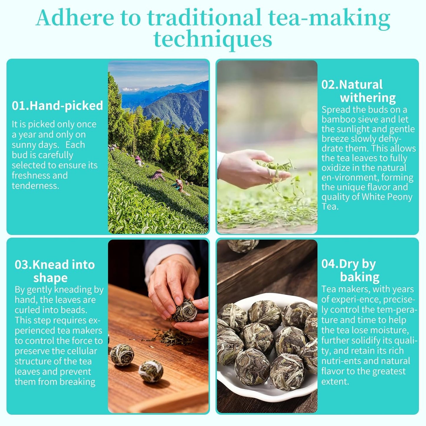 XIXICHA White Peony Tea Pearls 2013Yr Bai Mu Dan Aged Loose Leaf Fuding White Tea Chinese Tea White Tea Balls Bai Cha Long Zhu 200g/7oz Soft & Sweet Aroma 白茶 白牡丹龙珠茶 福鼎白茶