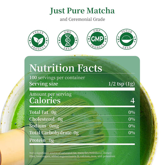 LeafCharm Ceremonial Grade Matcha Green Tea Powder 3.52 OZ - Vibrant Green &amp; Zero Bitterness, Smooth Umami Taste for Lattes &amp; Smoothies,100g (3.52 oz) Premium Tin